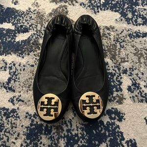 Authentic Tory Burch Reva Flats - Size 8.5, Black - GENTLY WORN